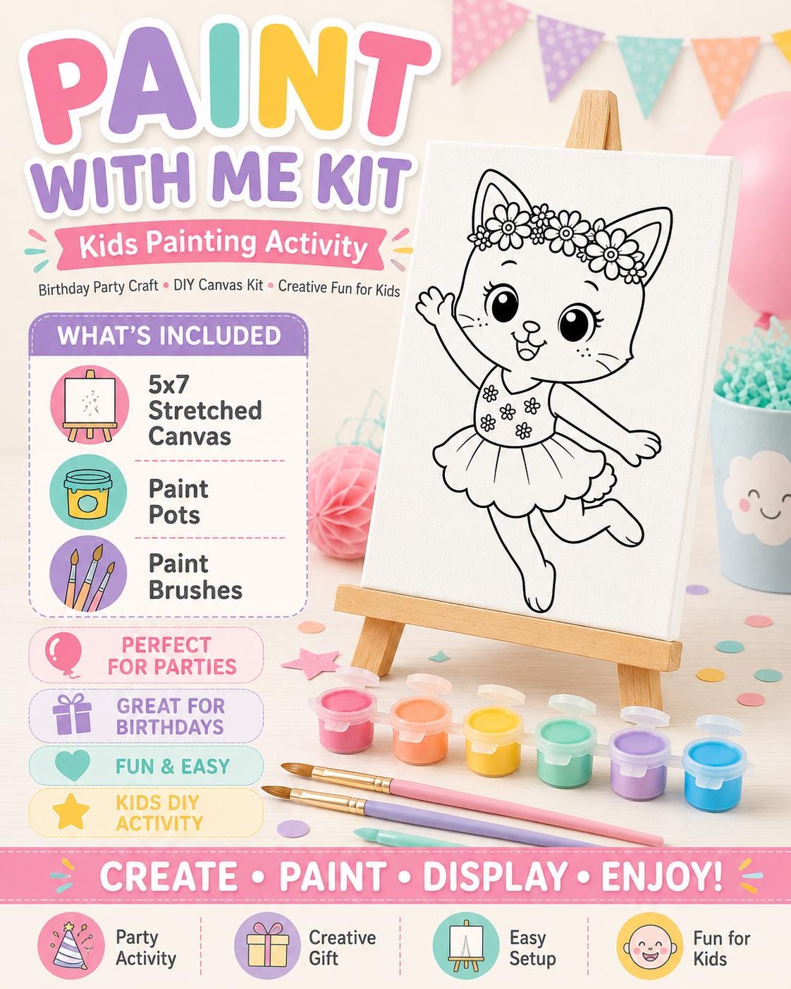 Kitty Ballerina- Kids Canvas Kit