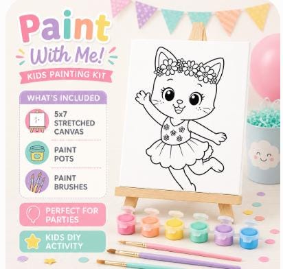 Kitty Ballerina- Kids Canvas Kit