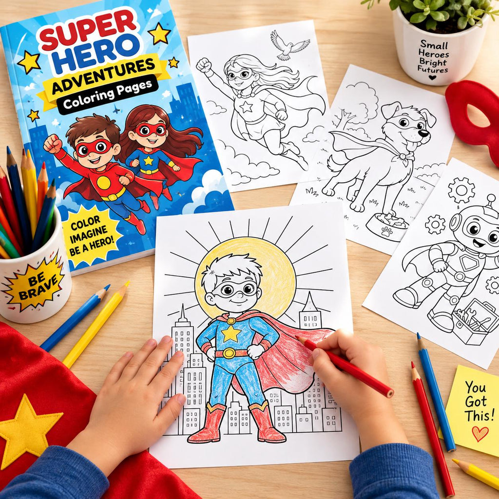 Superhero Mini Coloring Pages Kit